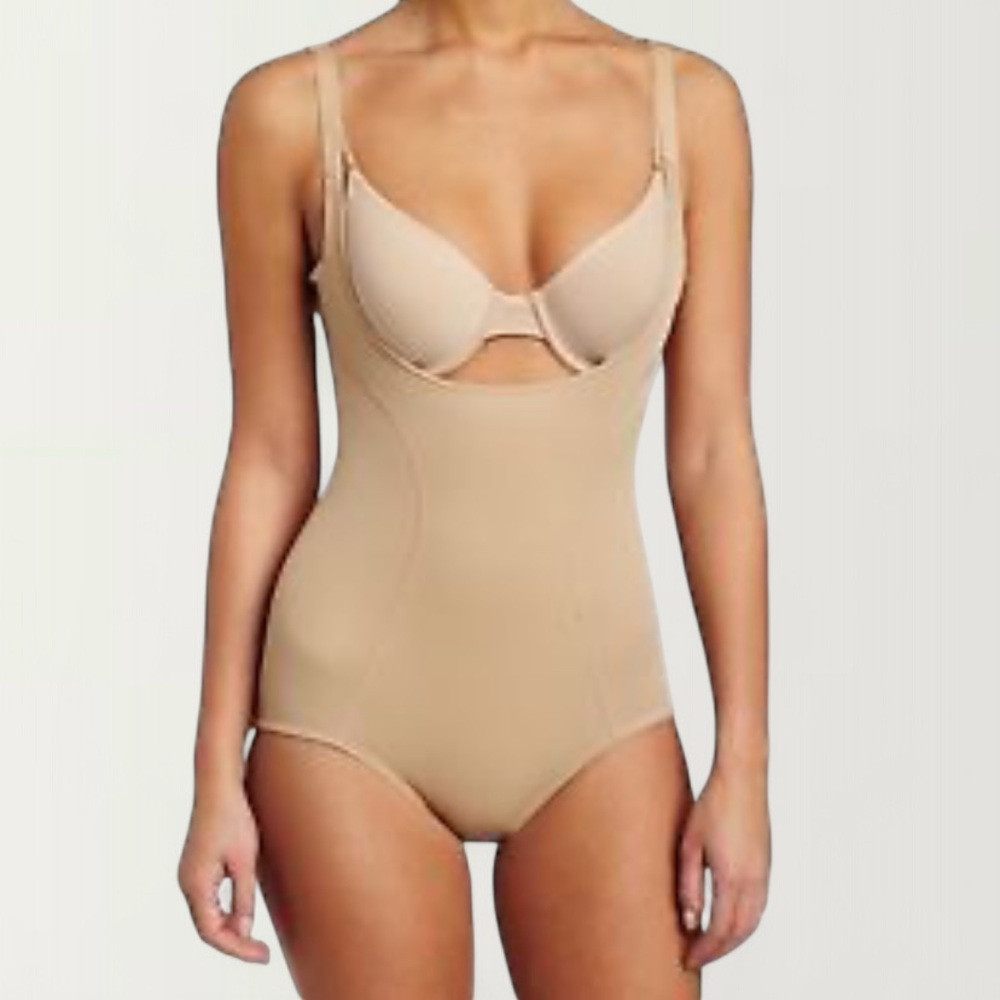 Hey Girl | NWT Tan Open Bust Thong Shape-wear Bodysuit